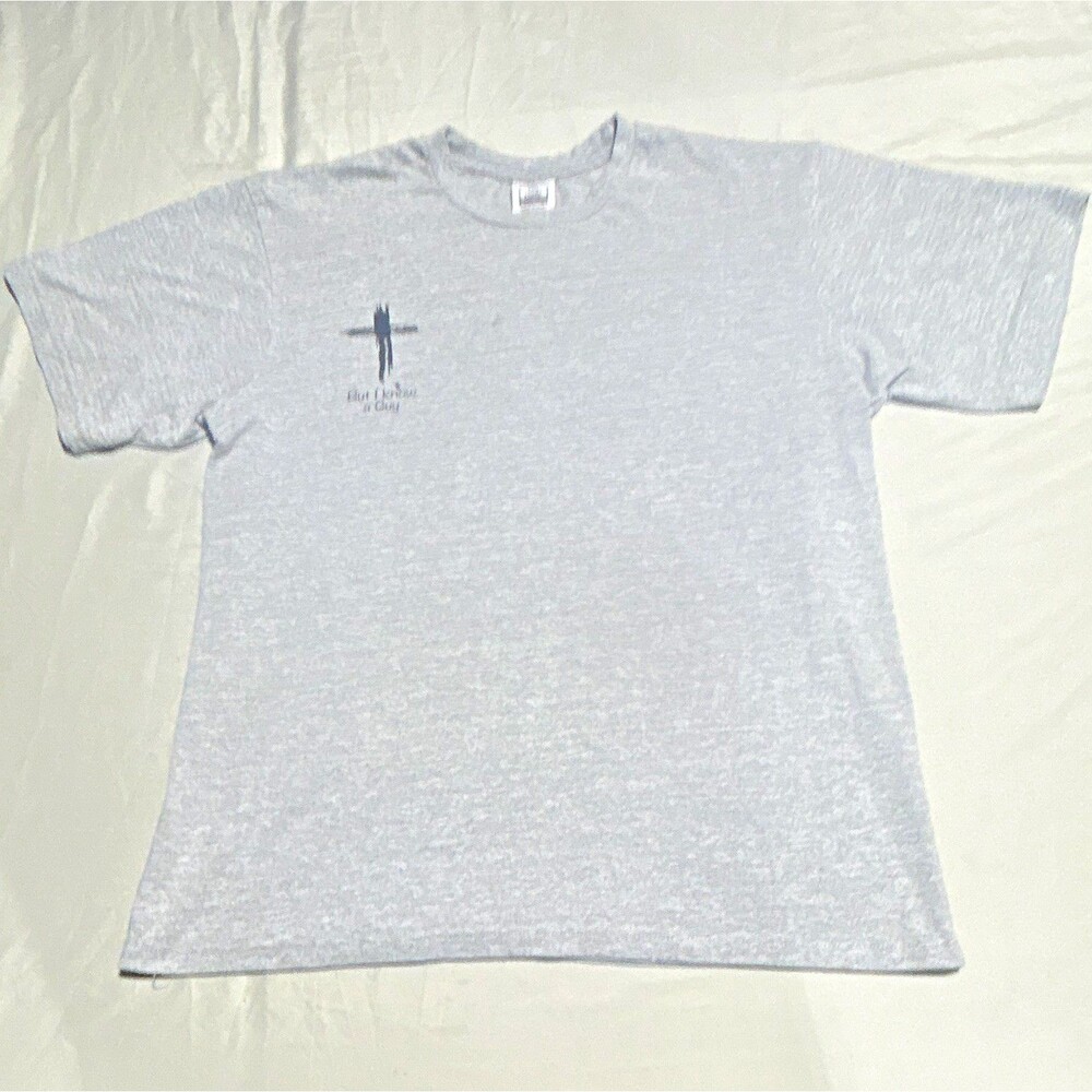 Pro Champ Mens Large Gray T-Shirt Christian Cross But I Know A Guy Graphic Tee